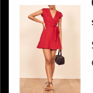 Reformation Rodin Linen Wrap Dress